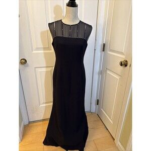 SHEER NAVY Daymor Couture Petite Size 8 Sleeveless Maxi Dress